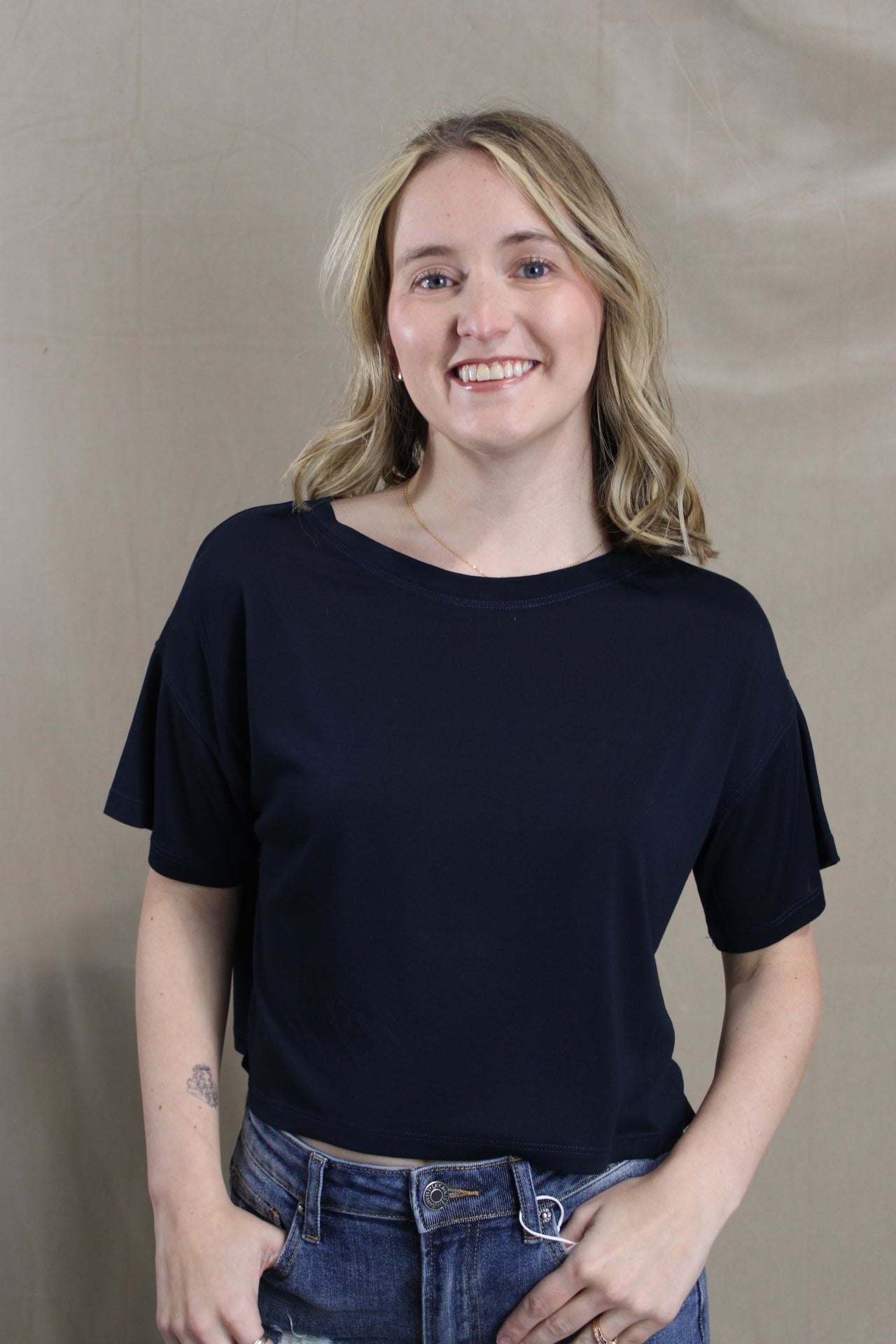 Cropped Butter Tee - Dark Navy
