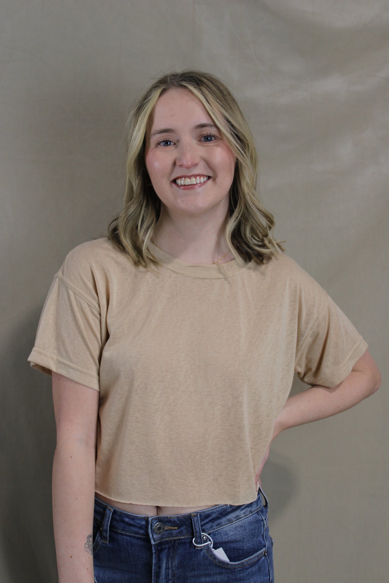 Cropped Butter Tee - Natural