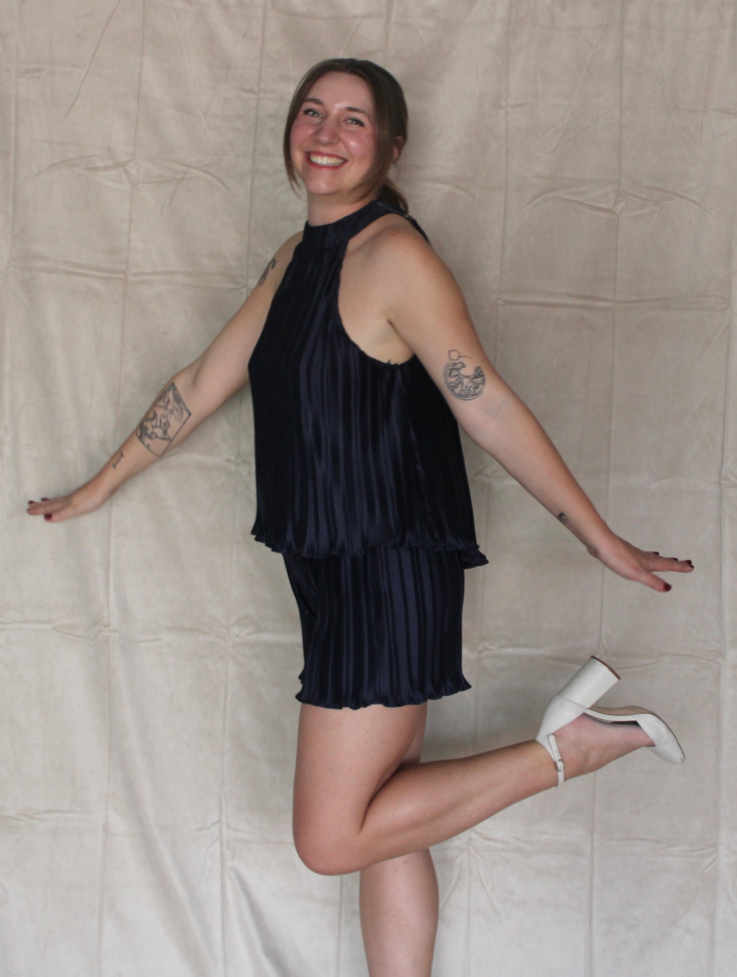 Navy Halter Two Piece Set