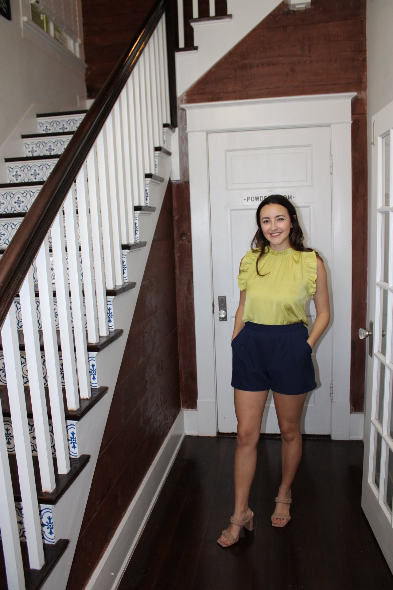 Pleated Navy Shorts