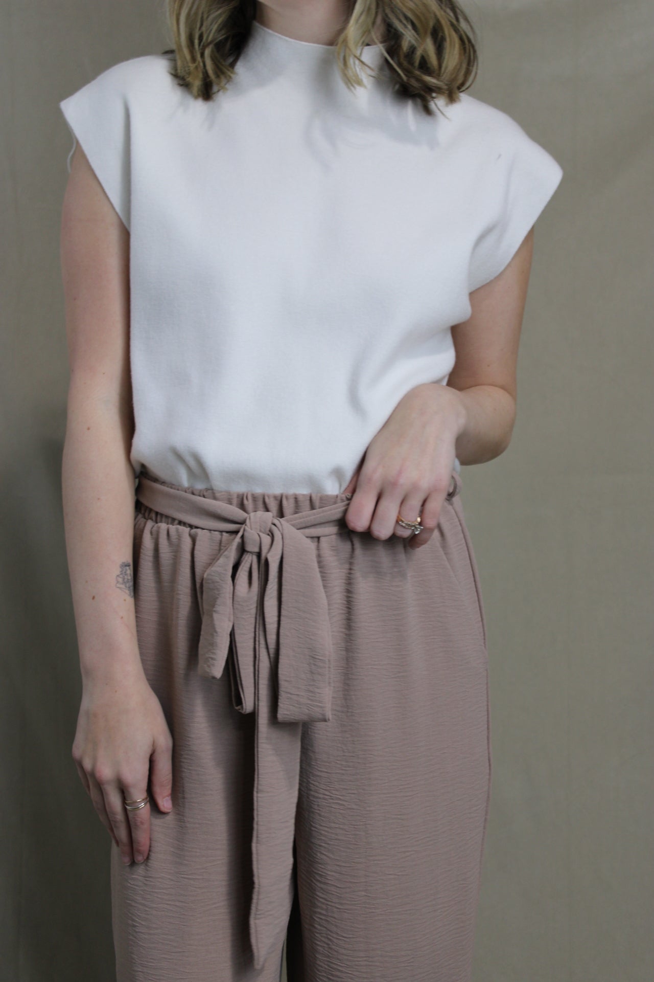 Toast Crepe Pants with Belt Bow