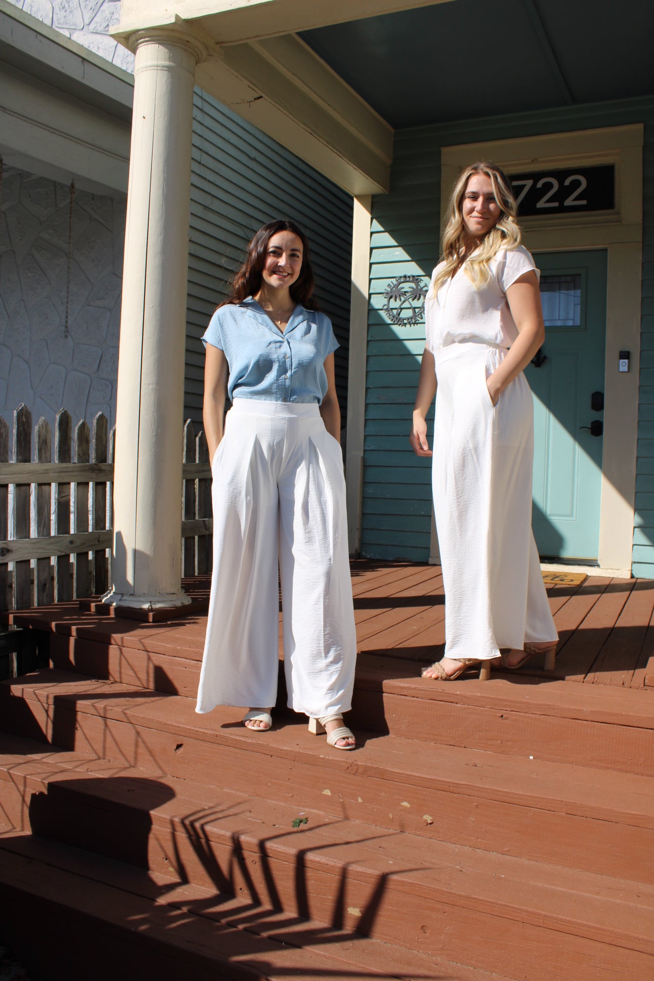 Light Blue Silk Button Down Collared Top
