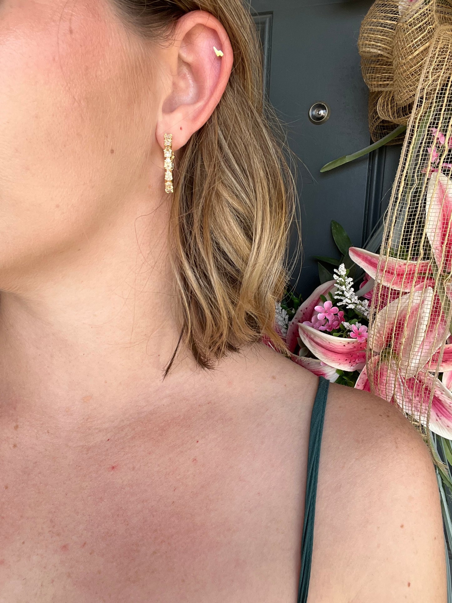 Small Gold Luster Gem Hoops