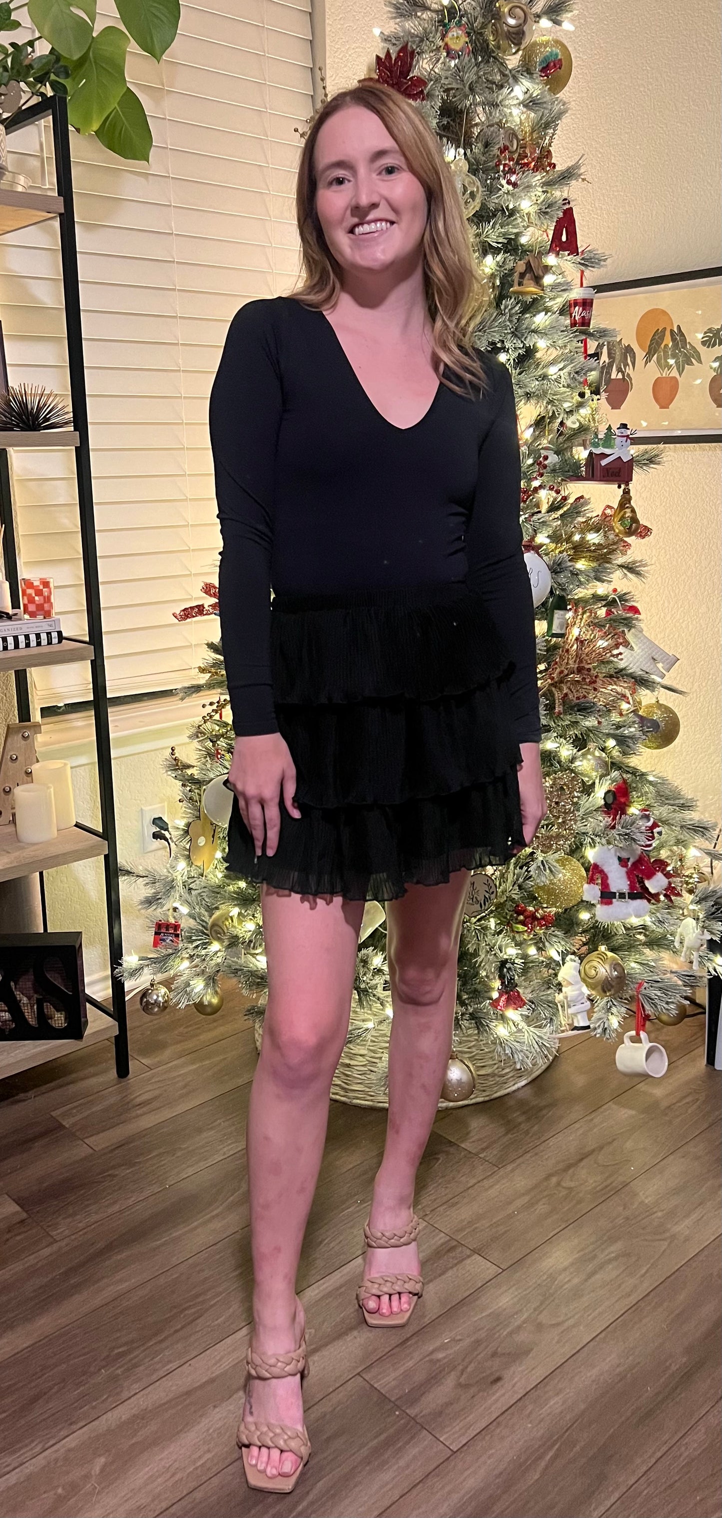 Black Slim Fit V-Neck Long Sleeve Body Suit