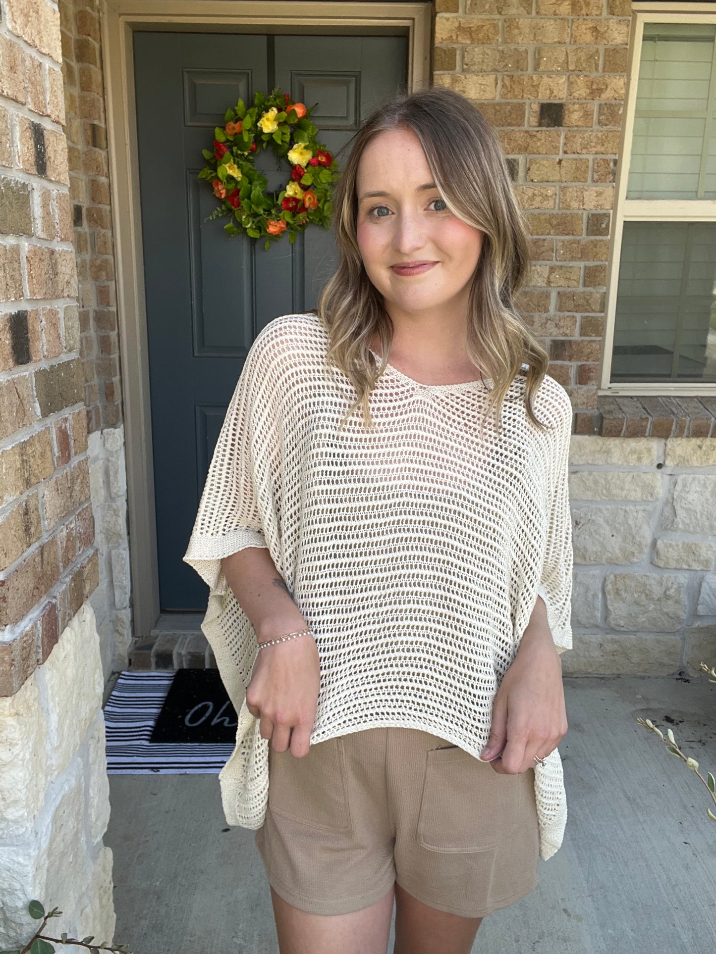 Ivory Seaside Walk Open Knit Sweater