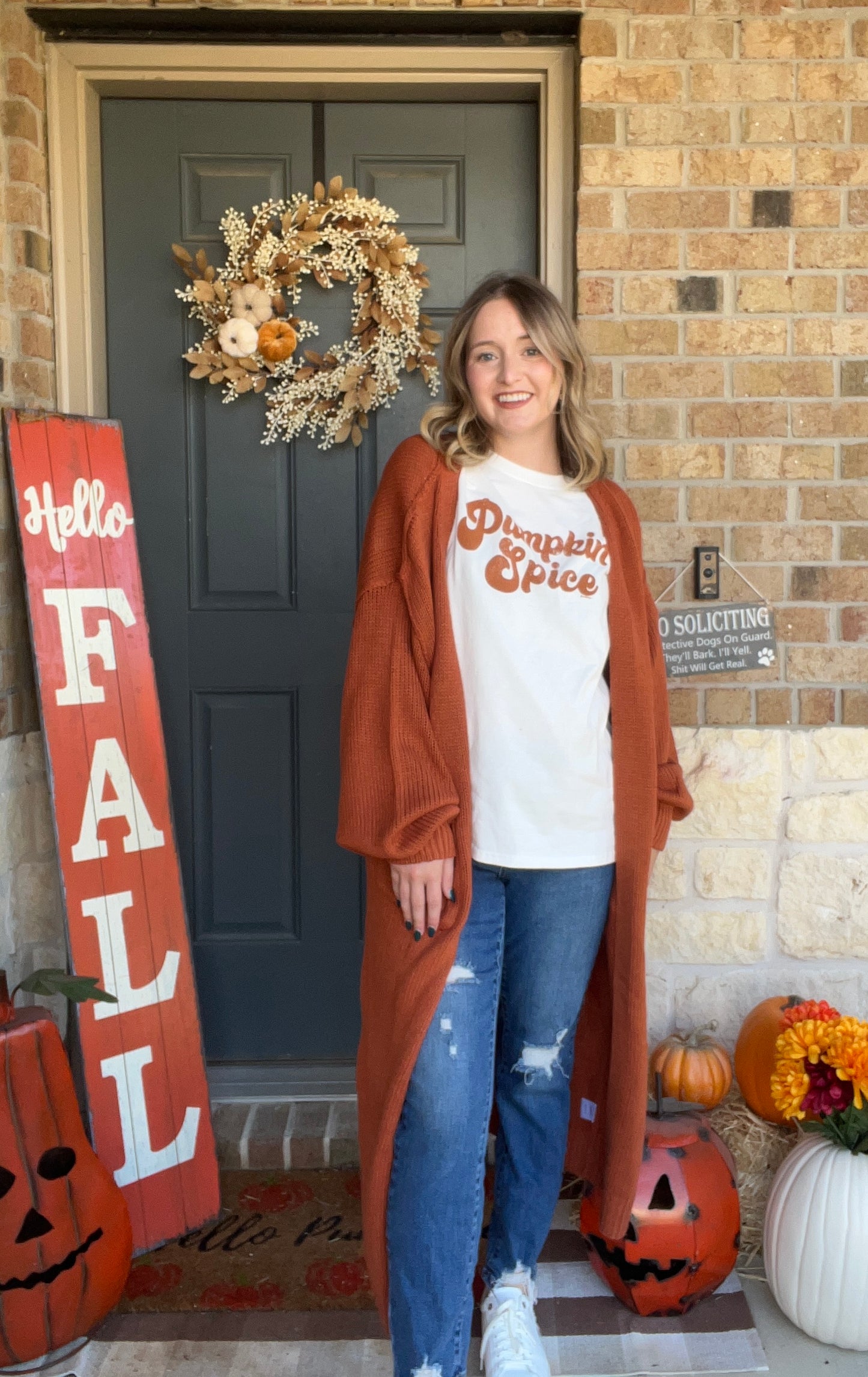 White "Pumpkin Spice" Cursive Tee