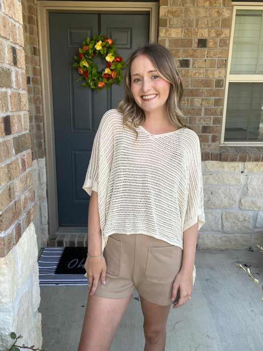 Ivory Seaside Walk Open Knit Sweater