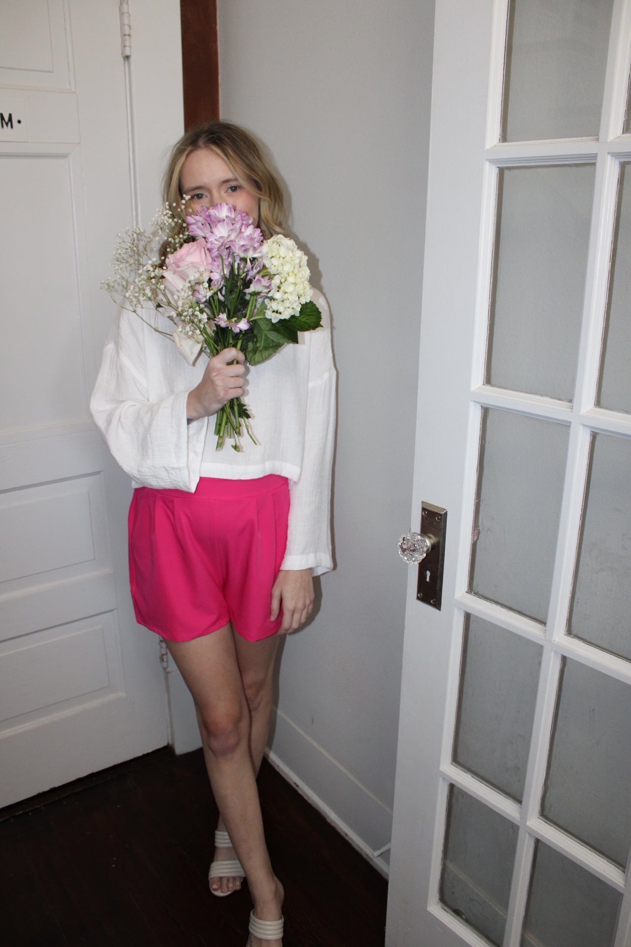 Pleated Hot Pink Shorts