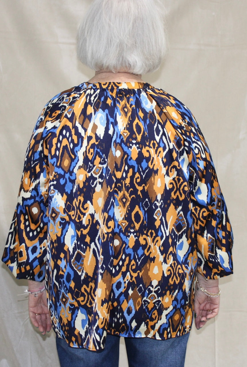 Navy and Gold Multi Printed Top