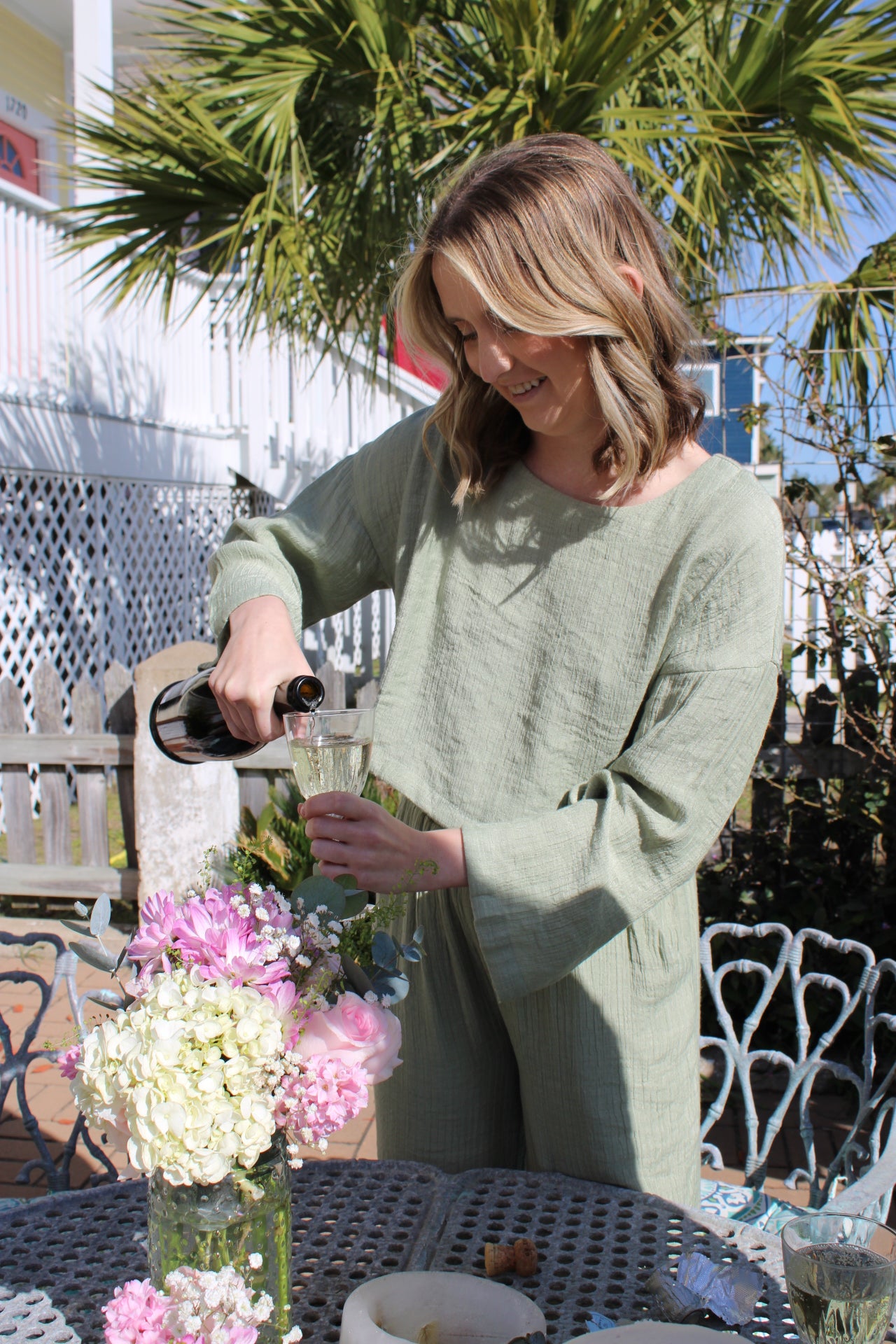 Light Olive Linen High Waisted Pants