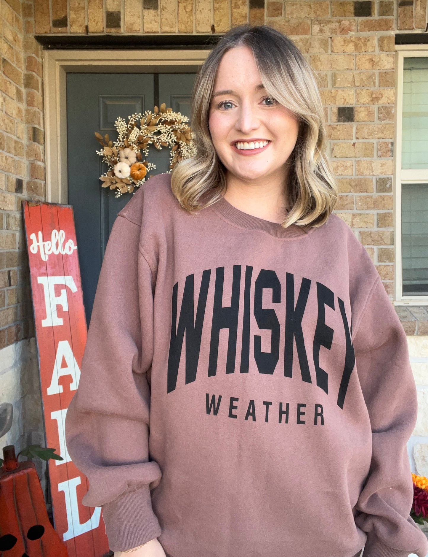 Chocolate Brown "Whiskey Weather" Oversized Pullover