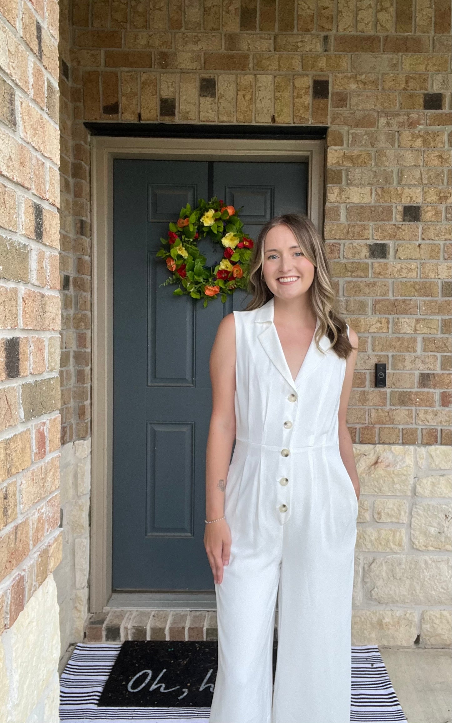The Classic White Button Front Jumpsuit