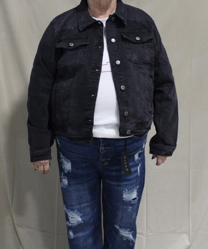 Plus Black Wash Denim Jacket