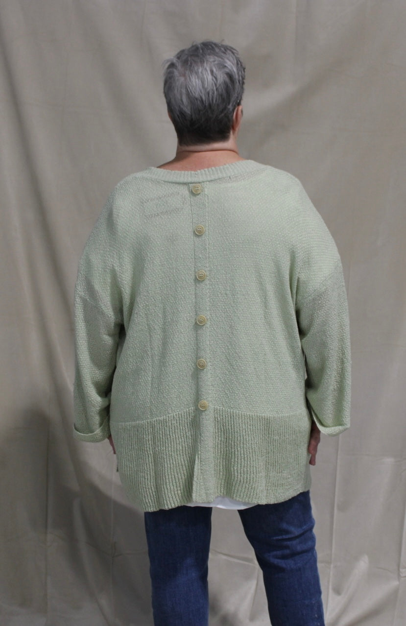 Sage Green Button Back Sweater
