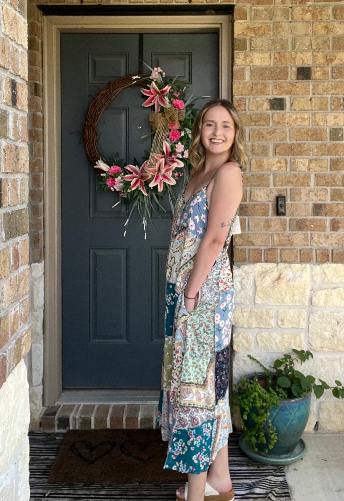 Floral Multi Patchwork Midi Dress
