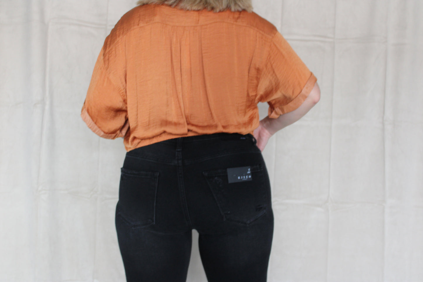 Ginger Crop Button Up Top