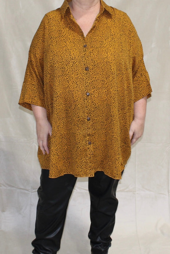 Leopard Button Up Tunic Dress