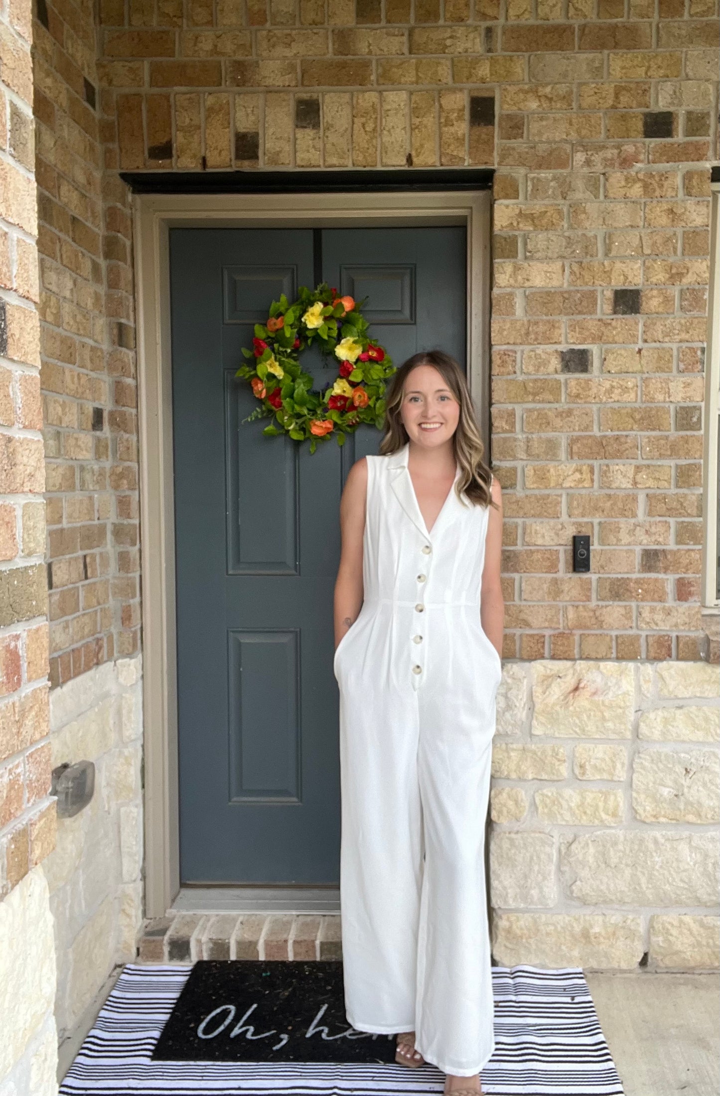 The Classic White Button Front Jumpsuit