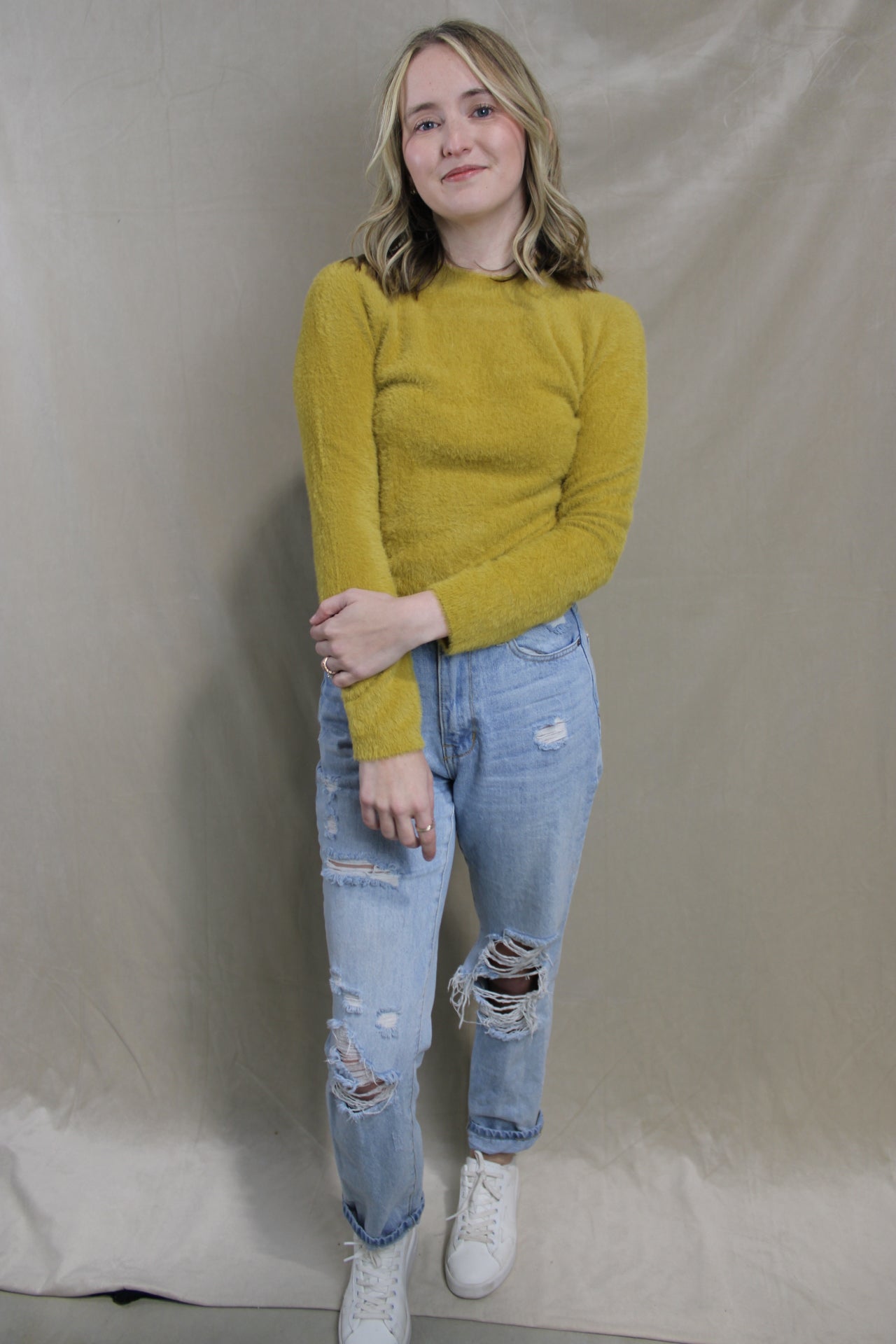 Fuzzy Fun Sweater - Gold