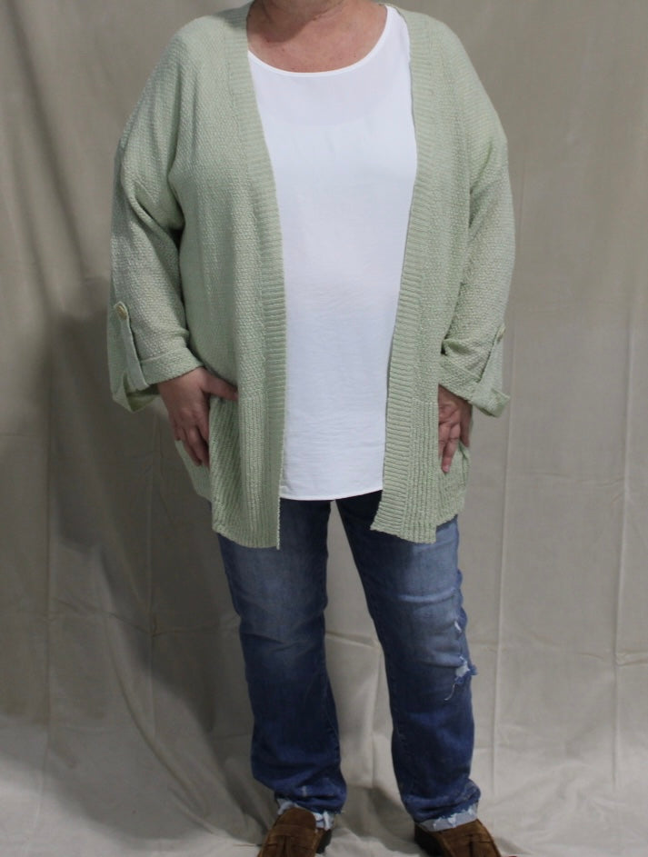 Sage Green Button Back Sweater