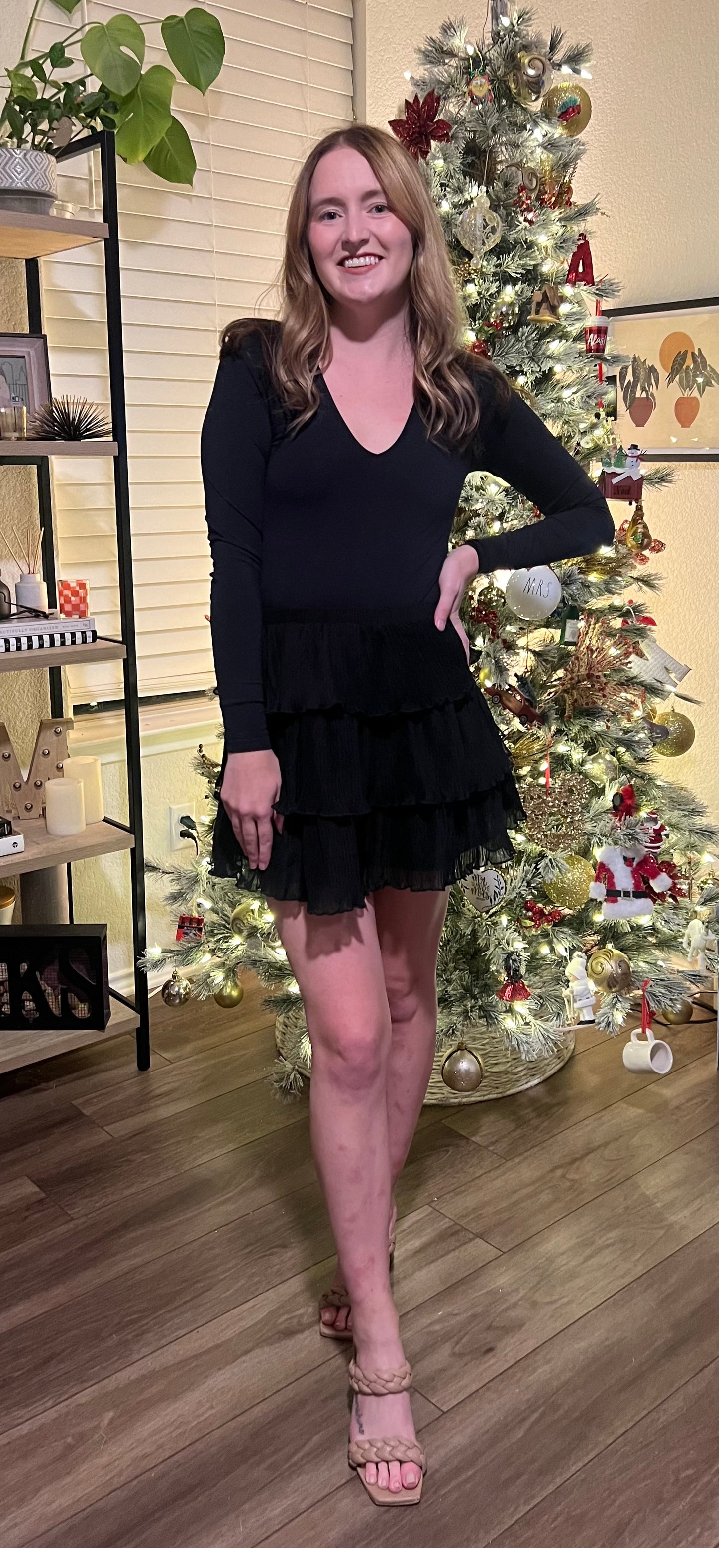 Black Slim Fit V-Neck Long Sleeve Body Suit