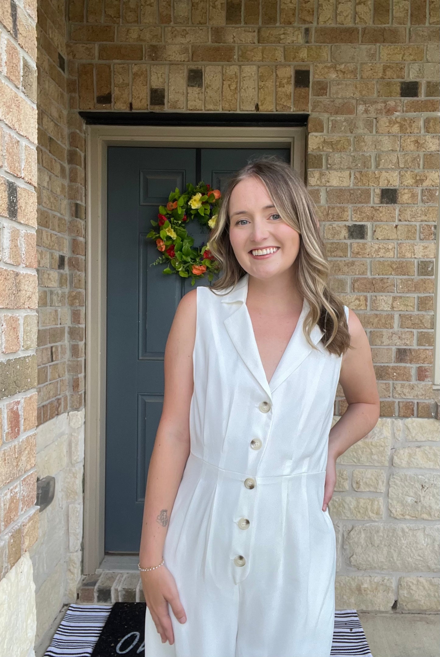 The Classic White Button Front Jumpsuit