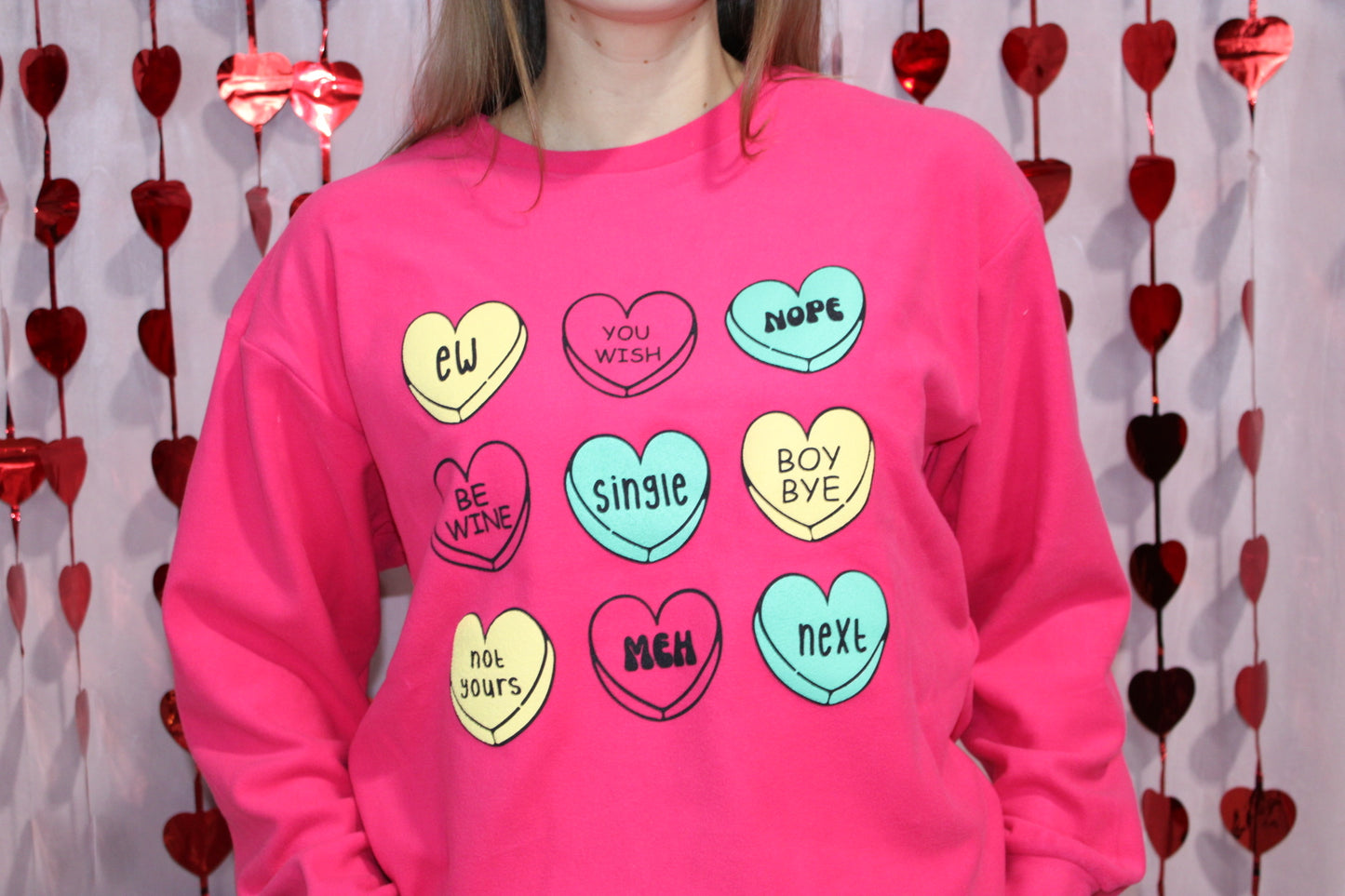 Candy Hearts Hot Pink Pullover