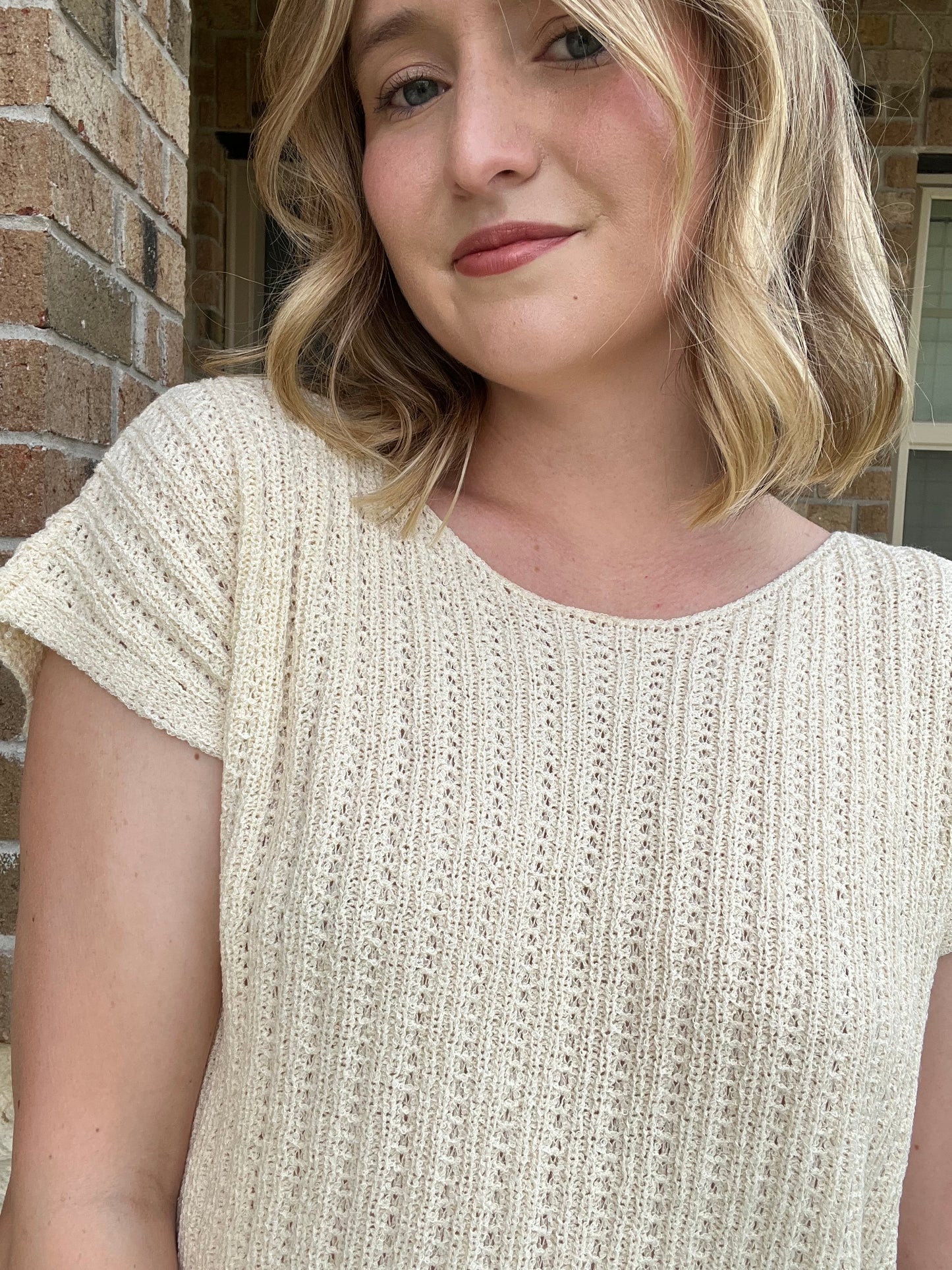 Ivory Jolie Oversized Short Sleeve Sweater