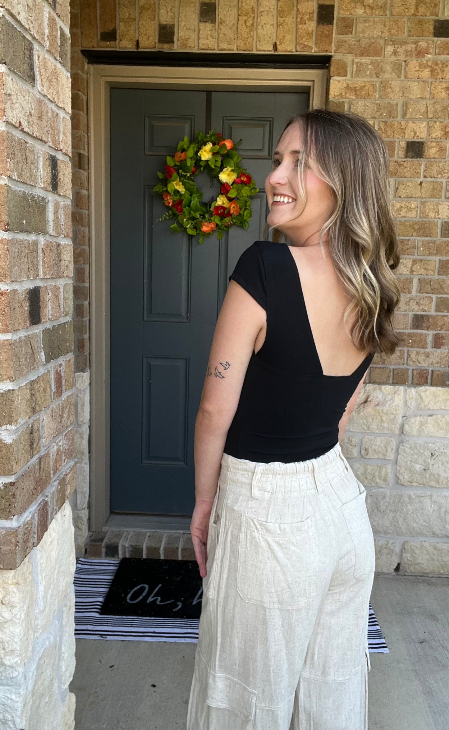 Natural Maya Relaxed Fit Utility Wide Leg Pants