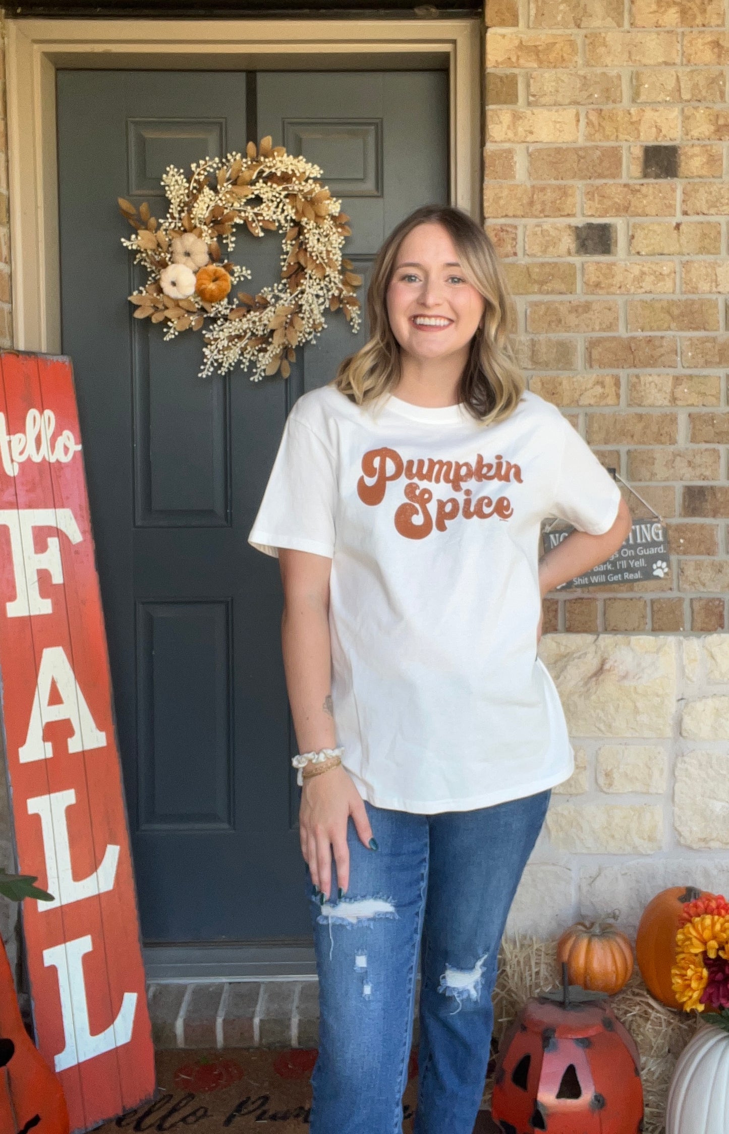 White "Pumpkin Spice" Cursive Tee