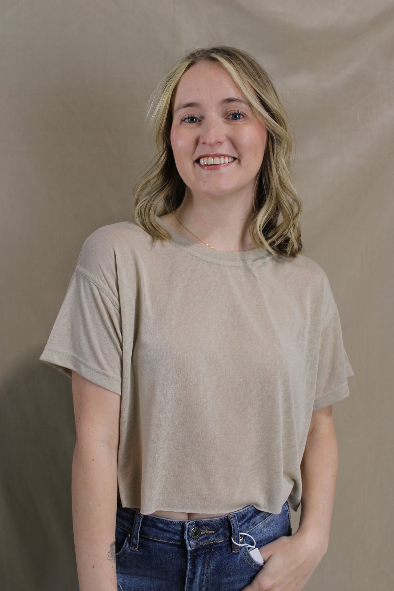 Cropped Butter Top - Taupe