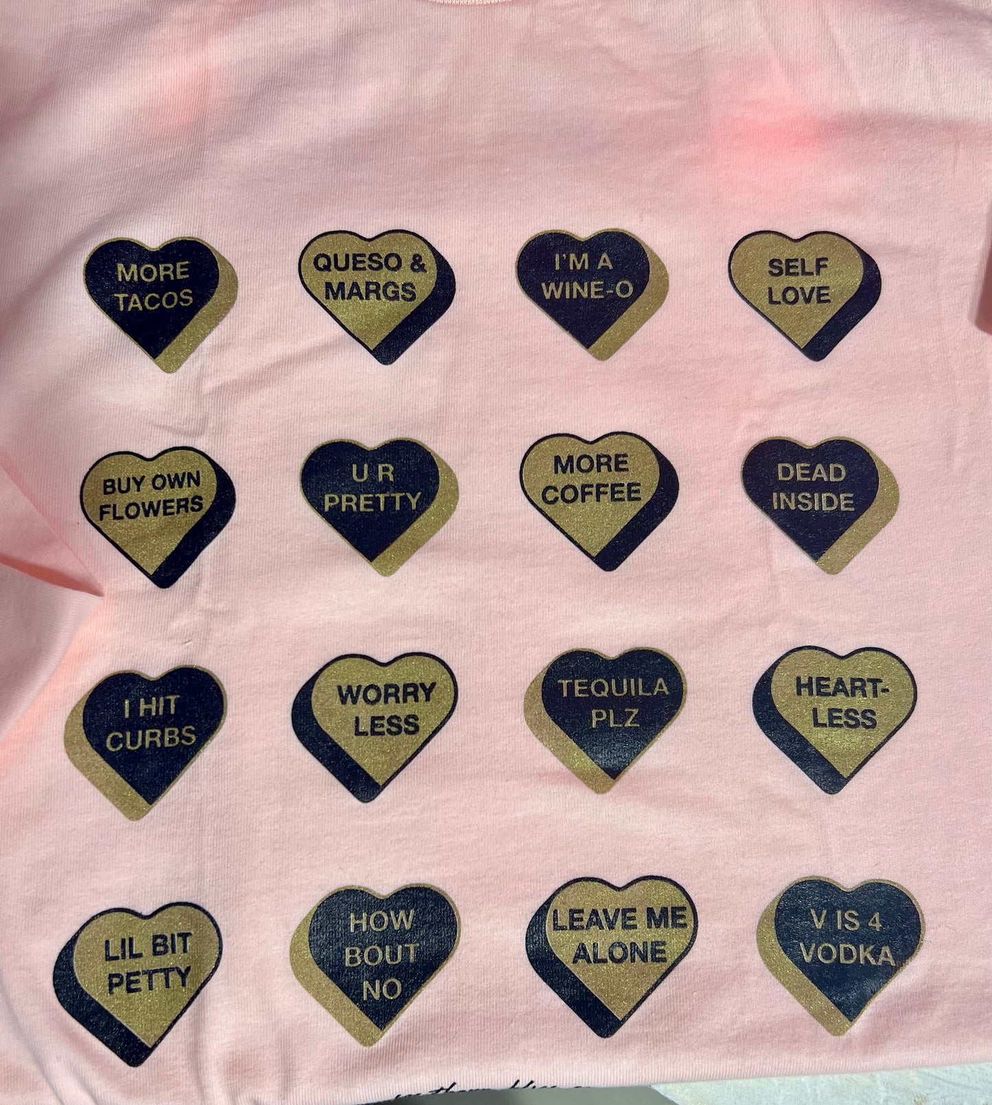 Glitter Natural Candy Heart Long Sleeve Tee Shirt