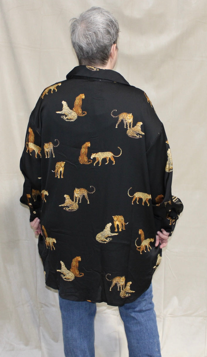 Black Leopards Print Top