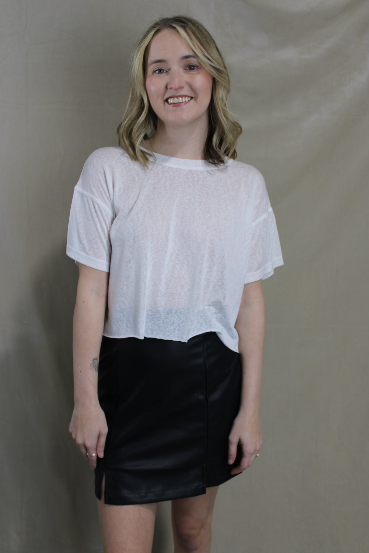 Cropped Butter Tee - White