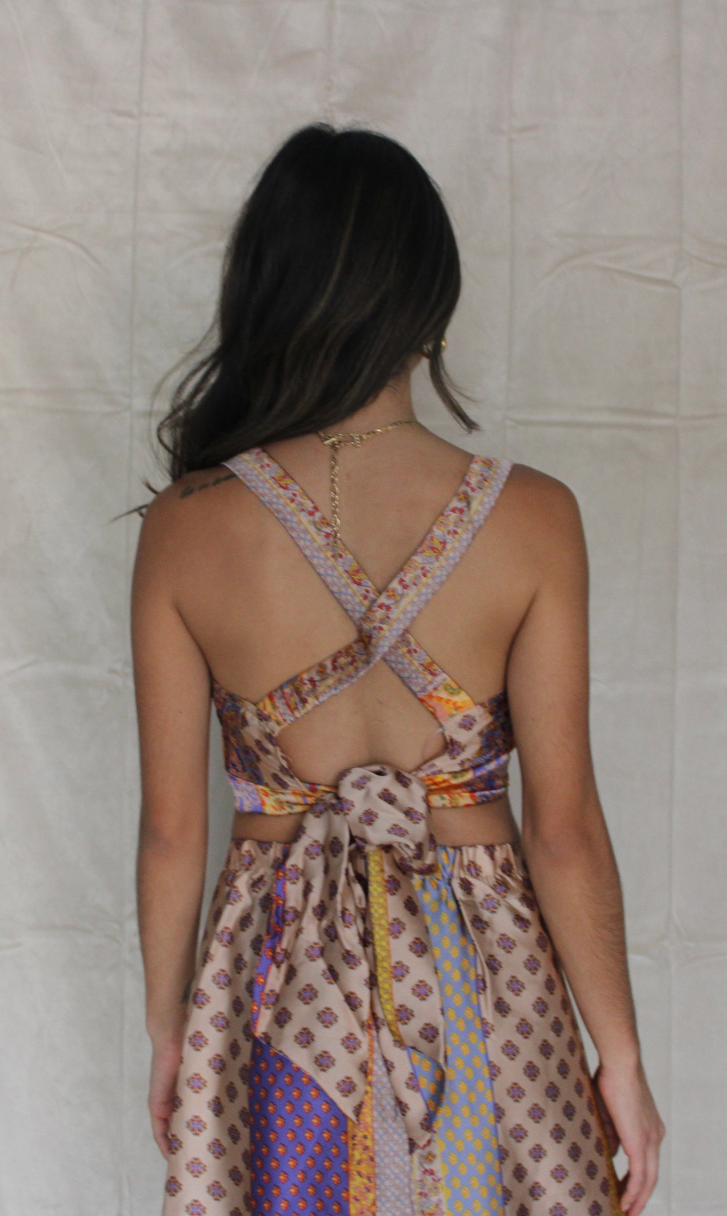 Gold Patterned Crop Top