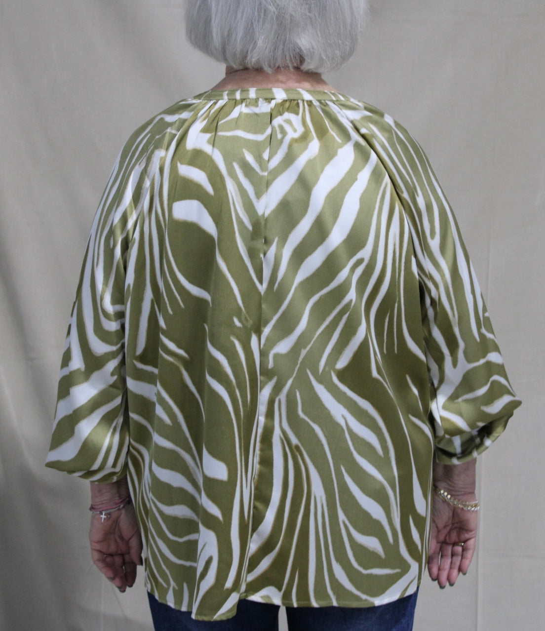 Sage Green Zebra Patterned Top