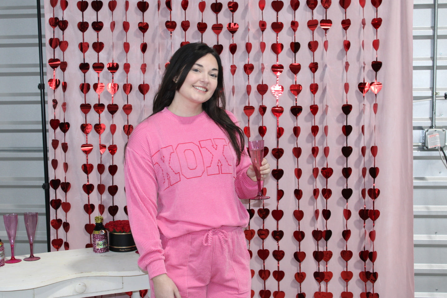 Ribbed Hot Pink "XOXO" Long Sleeve Top