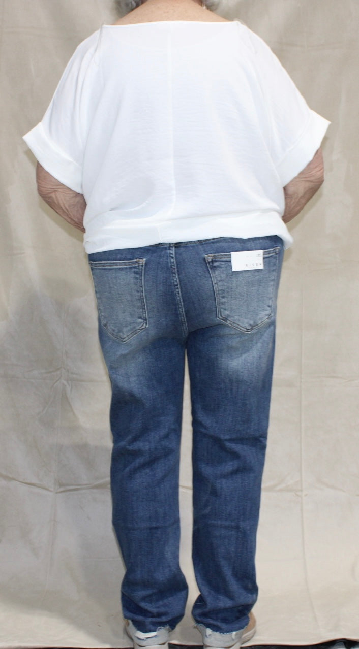 Risen Plus High Rise Vintage Washed Skinny Cuffed Jeans