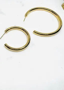 Gold Large Sized 18kt Plated Open Hoops