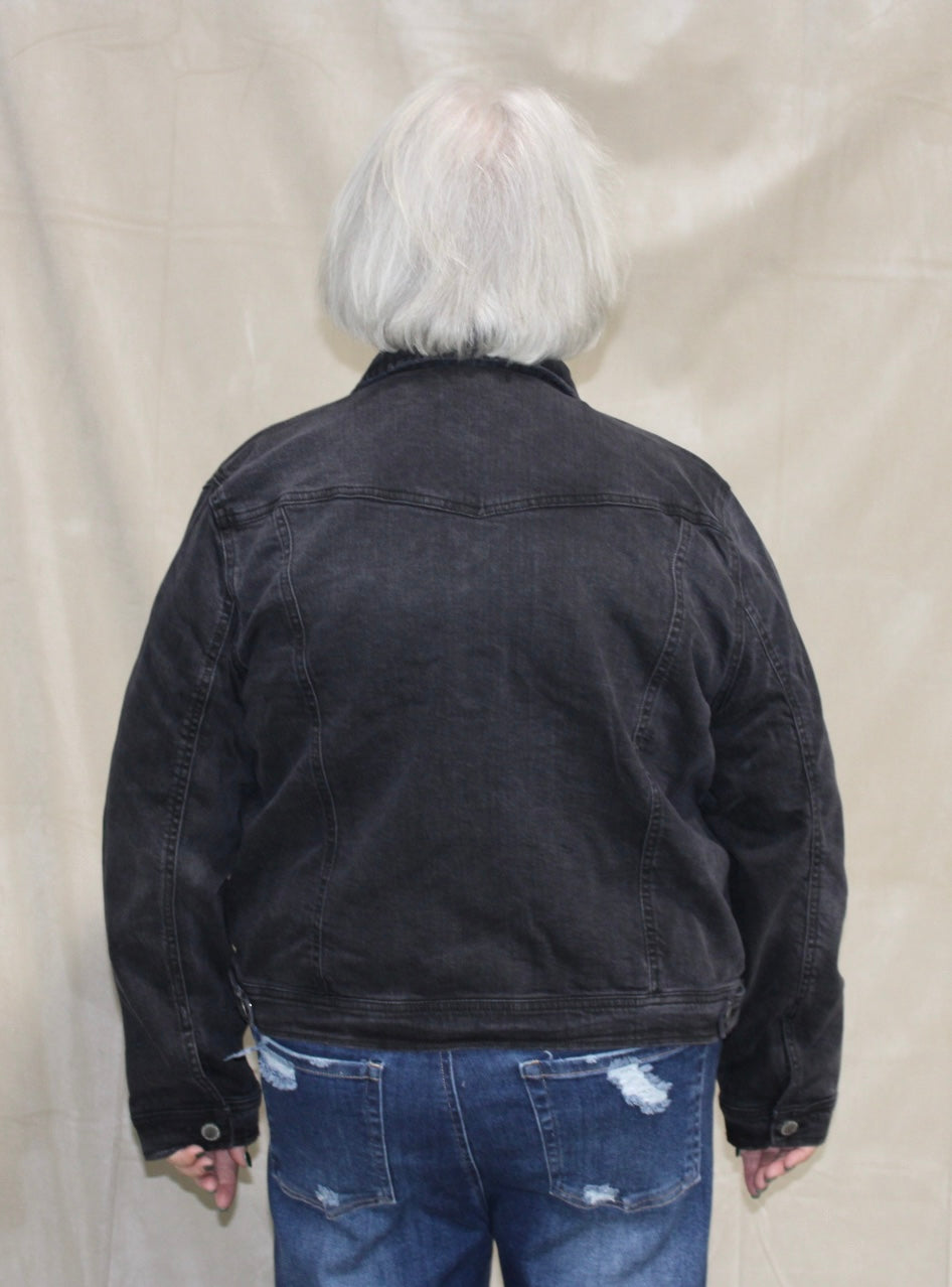 Plus Black Wash Denim Jacket