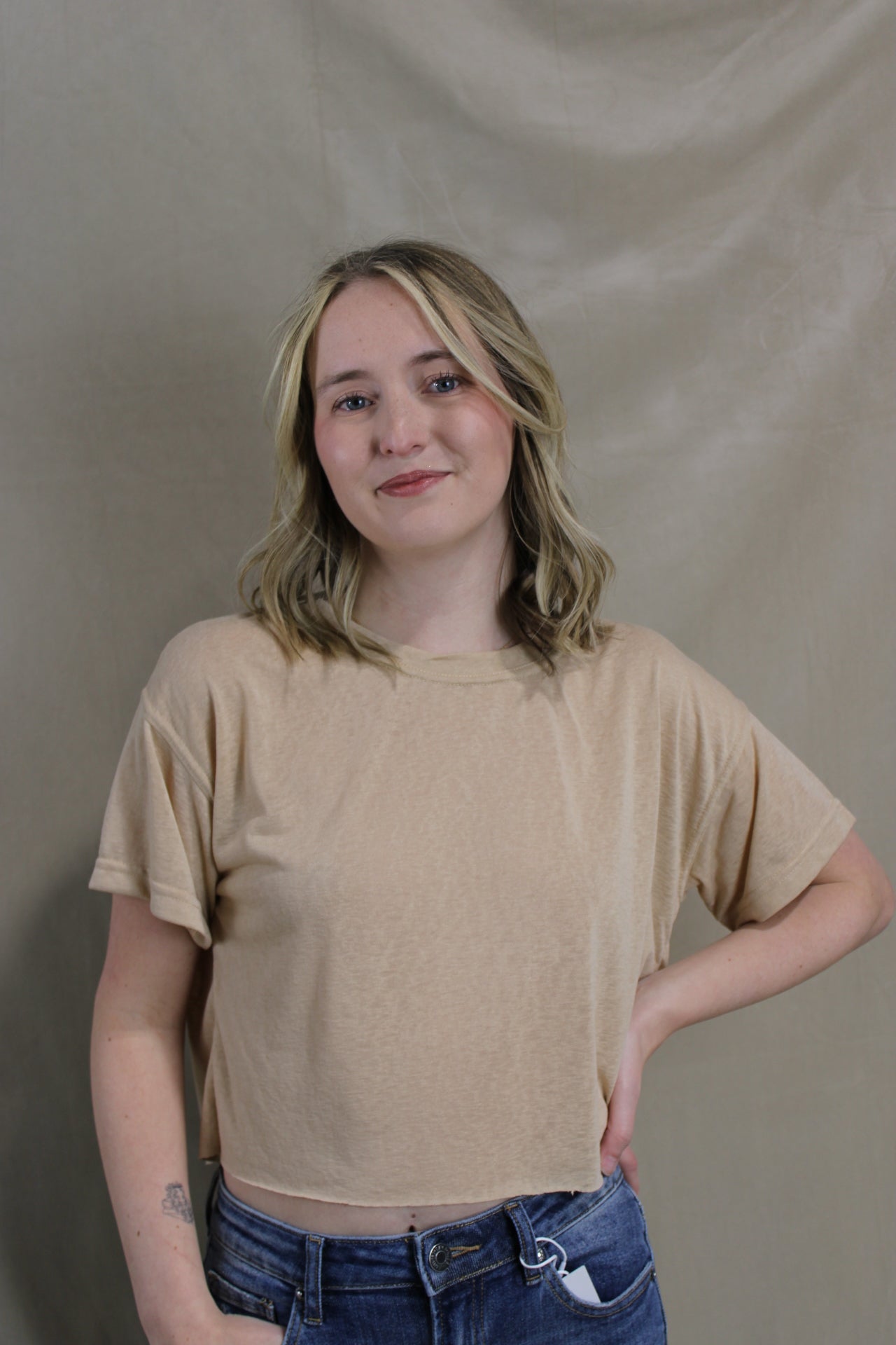 Cropped Butter Tee - Natural
