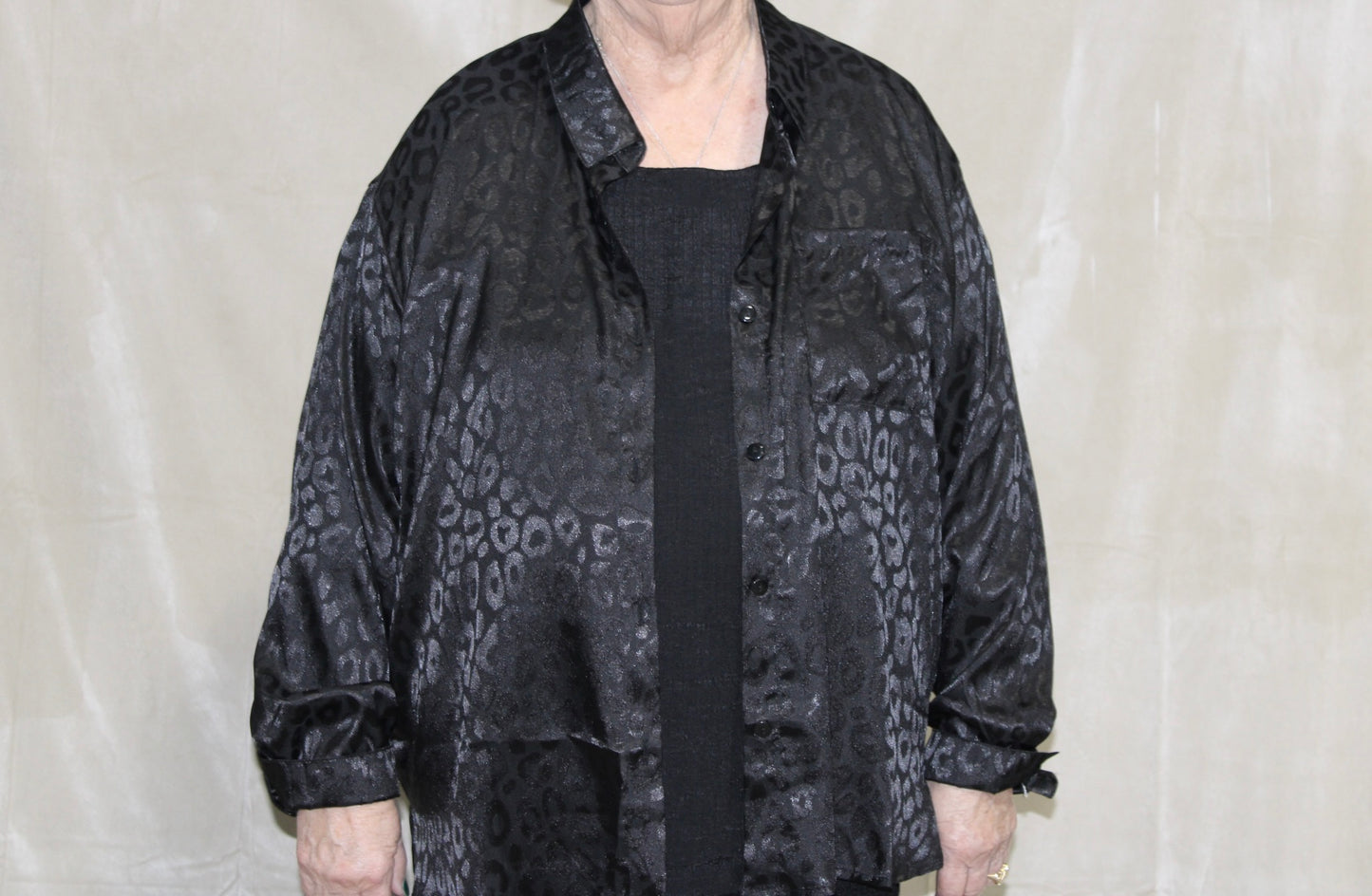 Metallic Black Leopard Top
