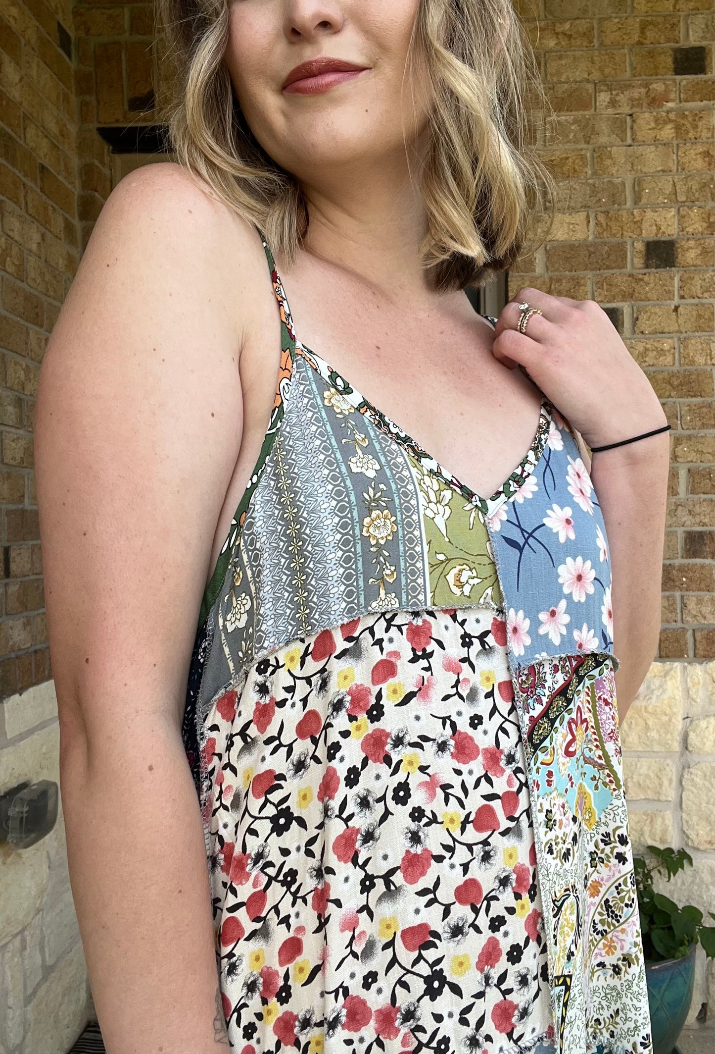 Floral Multi Patchwork Midi Dress