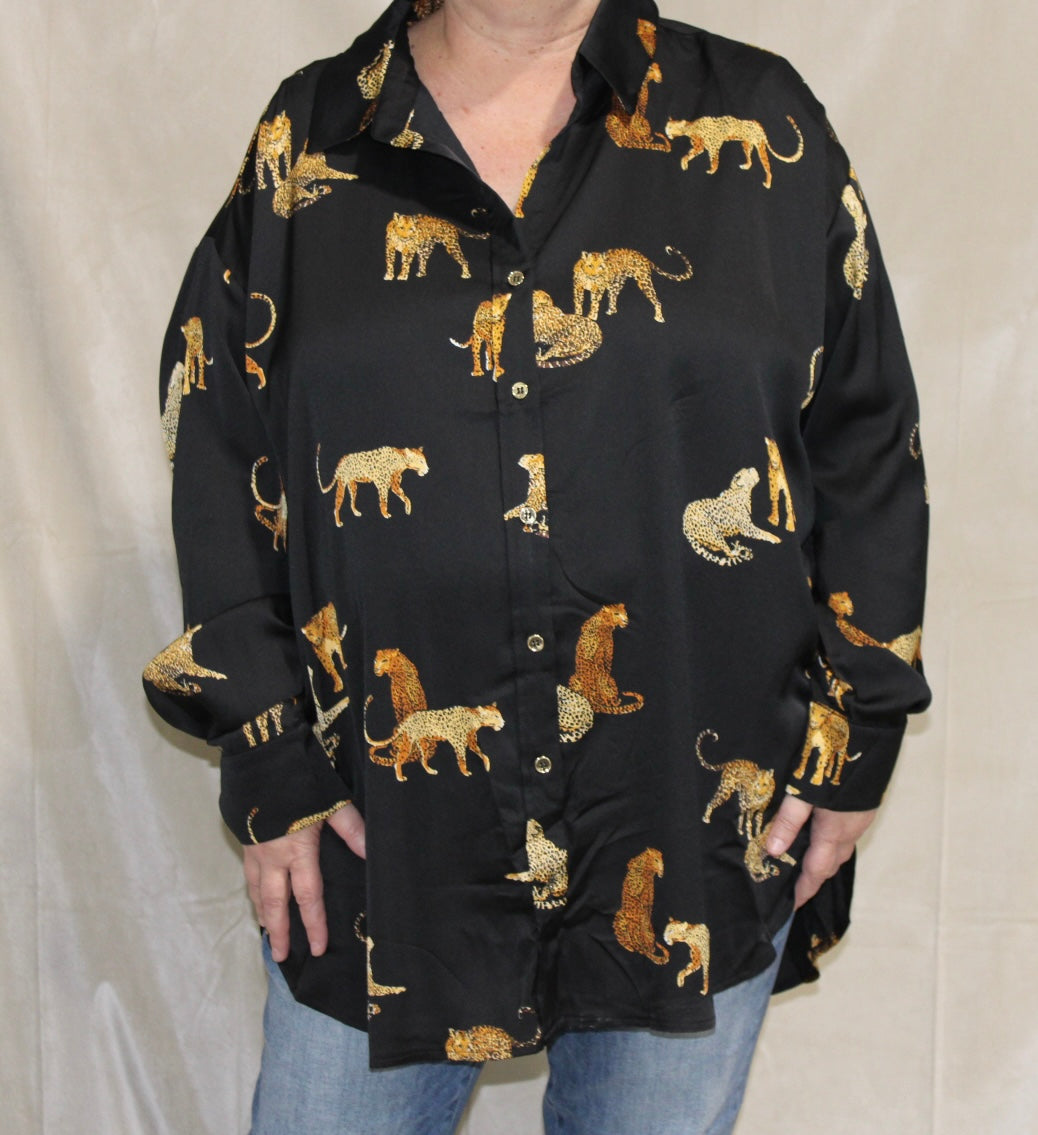 Black Leopards Print Top