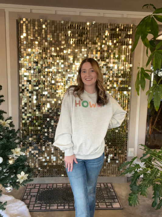 Heather Oat "Howdy" Multi Color Pullover