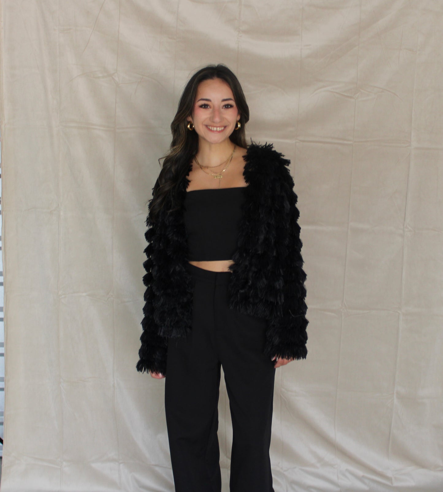 Black Cinch Crop Top