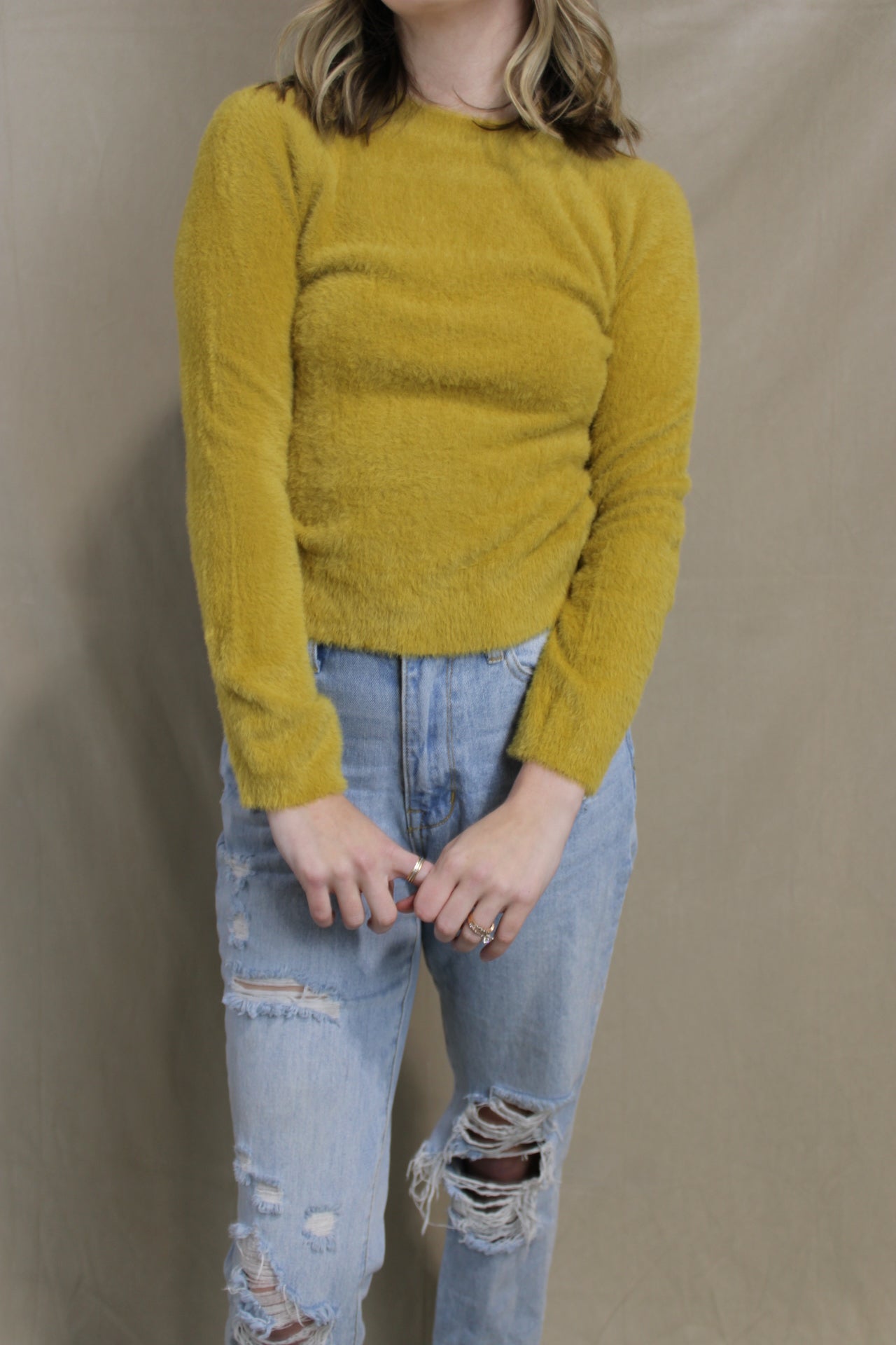 Fuzzy Fun Sweater - Gold