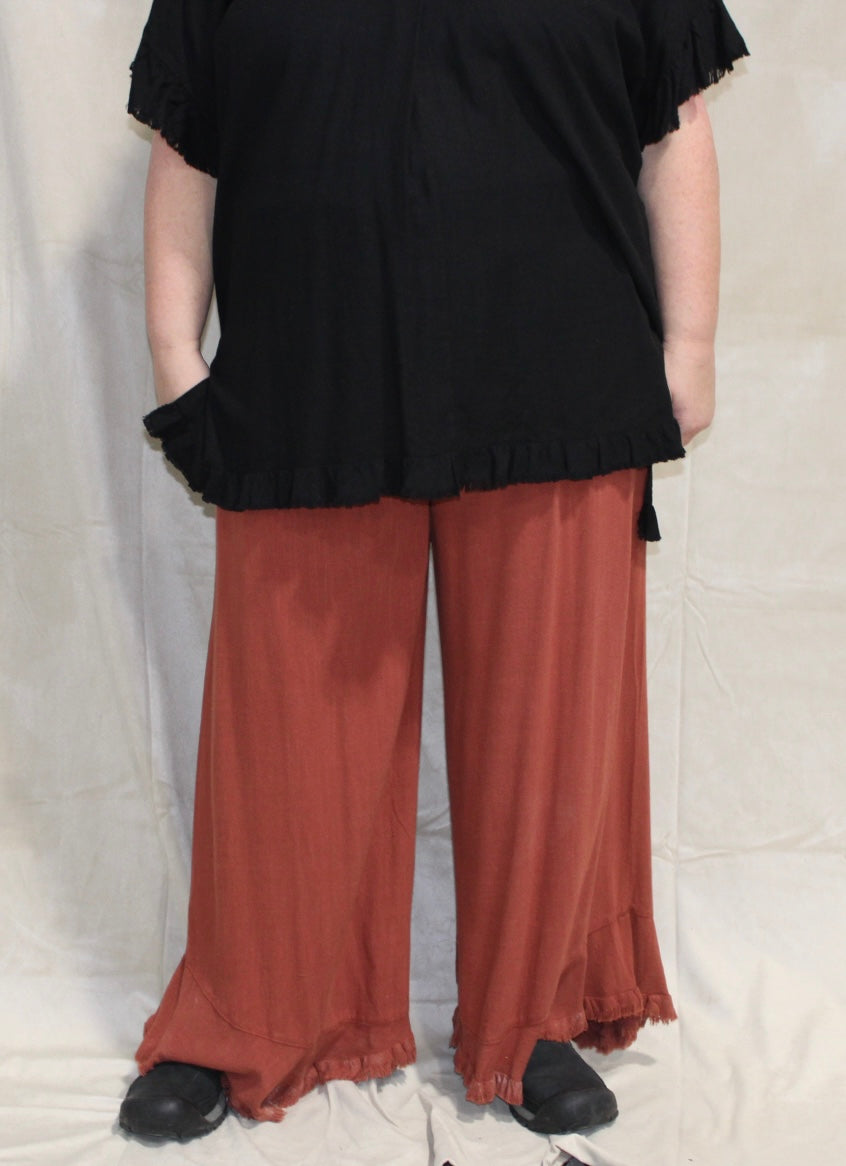 Plus Rust Linen Pants