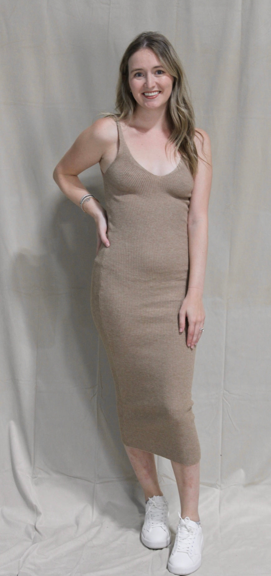 Taupe Sleeveless Sweater Dress