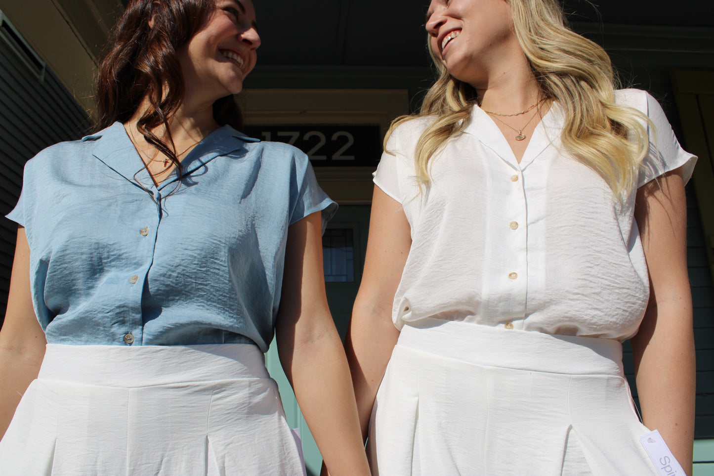 Ivory White Silk Button Down Collared Top